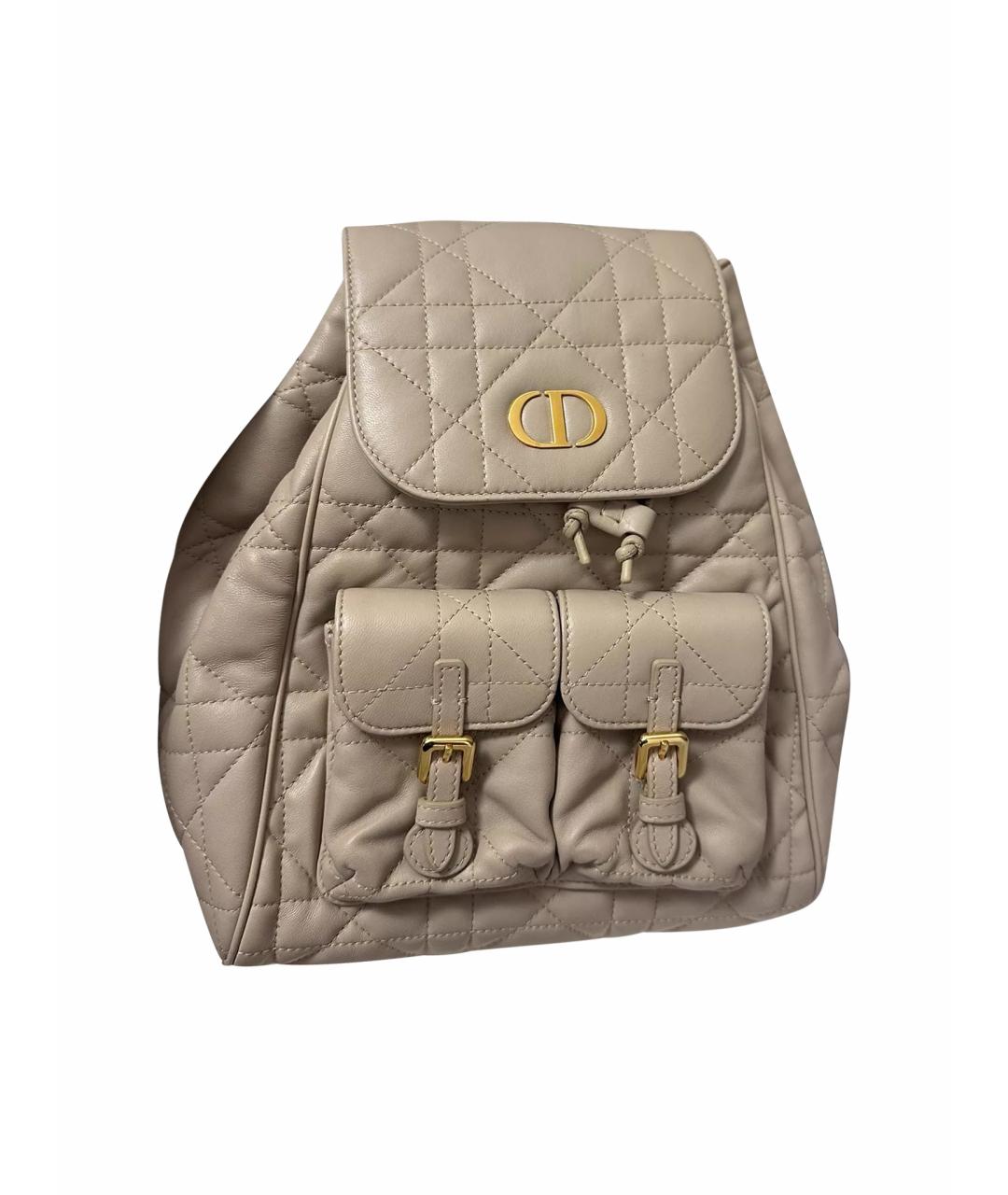 CHRISTIAN DIOR Бежевый кожаный рюкзак, фото 1