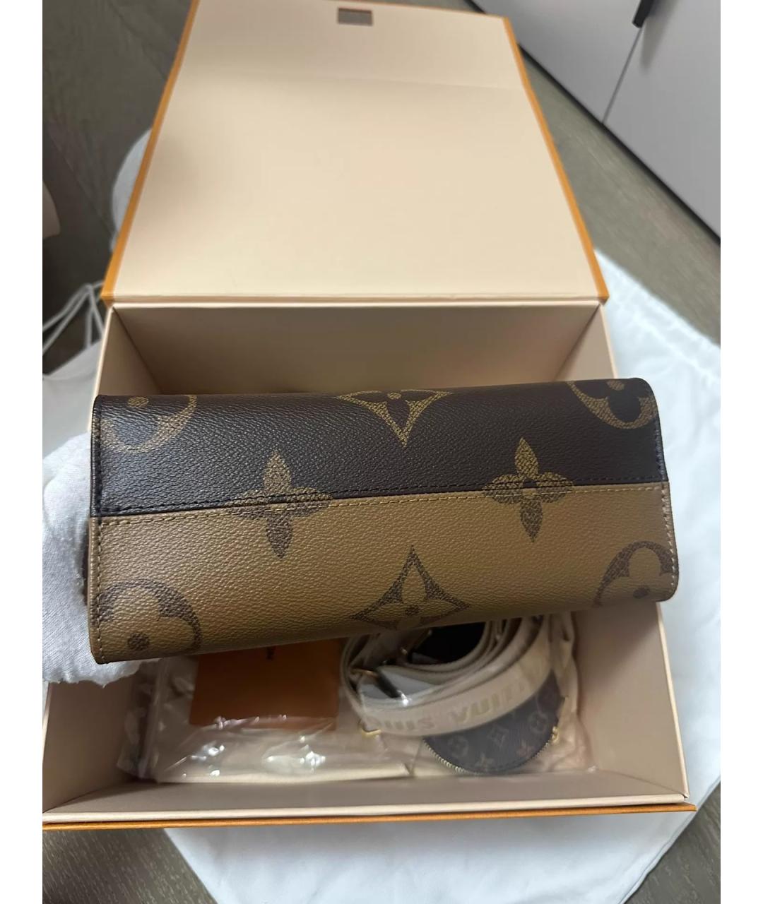 LOUIS VUITTON Коричневая кожаная сумка через плечо, фото 5