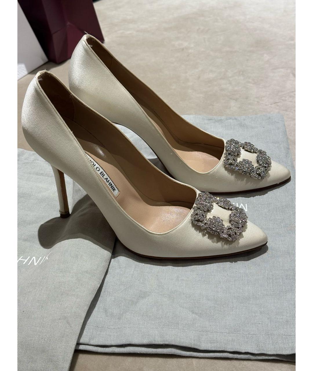 MANOLO BLAHNIK Белые текстильные туфли, фото 7