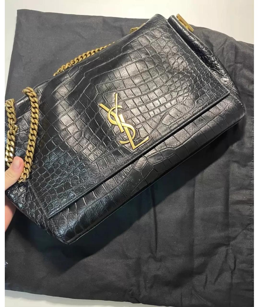 SAINT LAURENT Черная кожаная сумка через плечо, фото 3