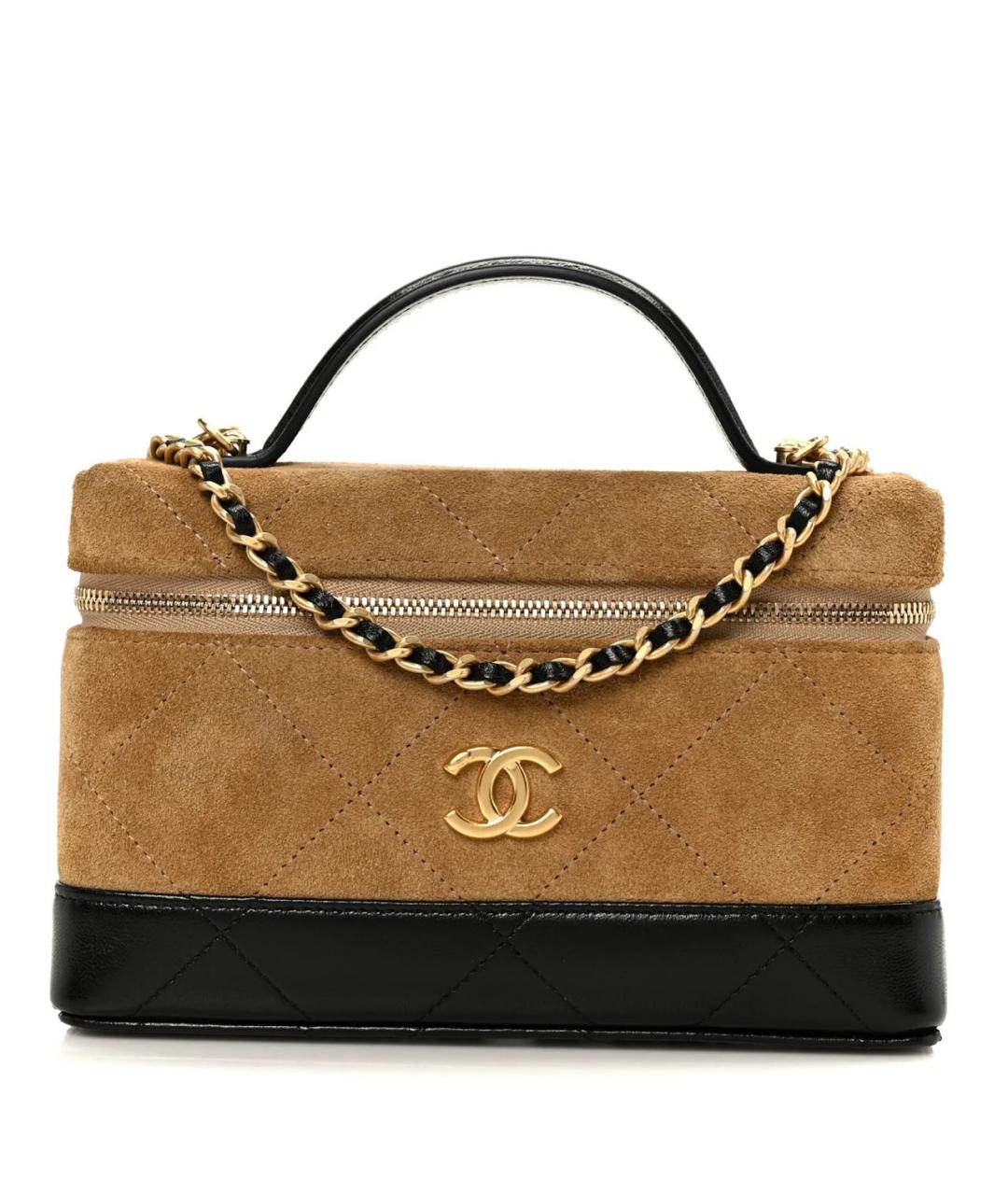 CHANEL Коричневая кожаная сумка с короткими ручками, фото 6