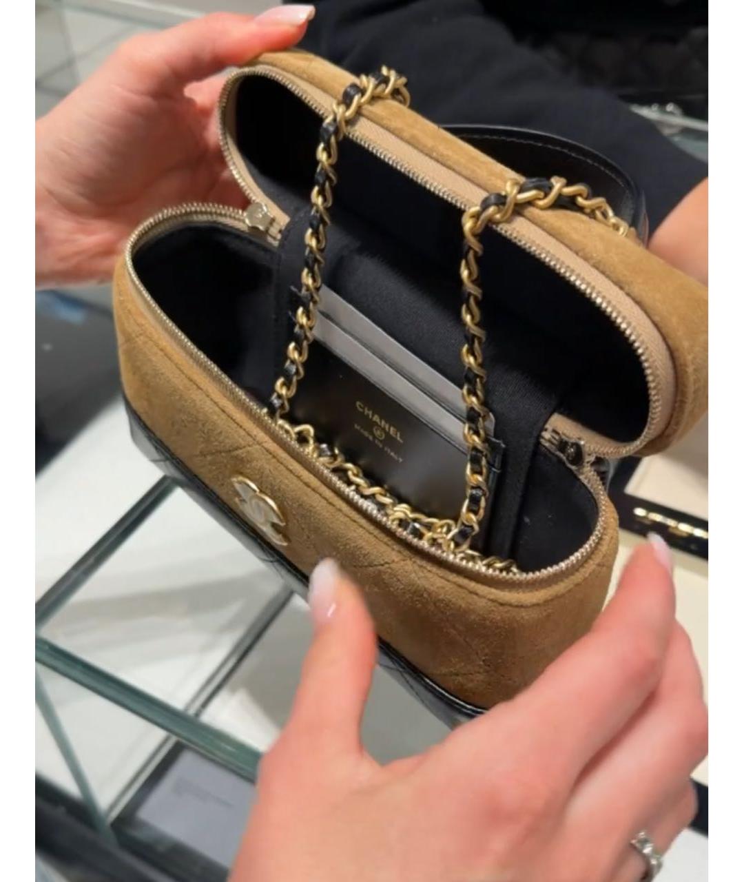 CHANEL Коричневая кожаная сумка с короткими ручками, фото 4
