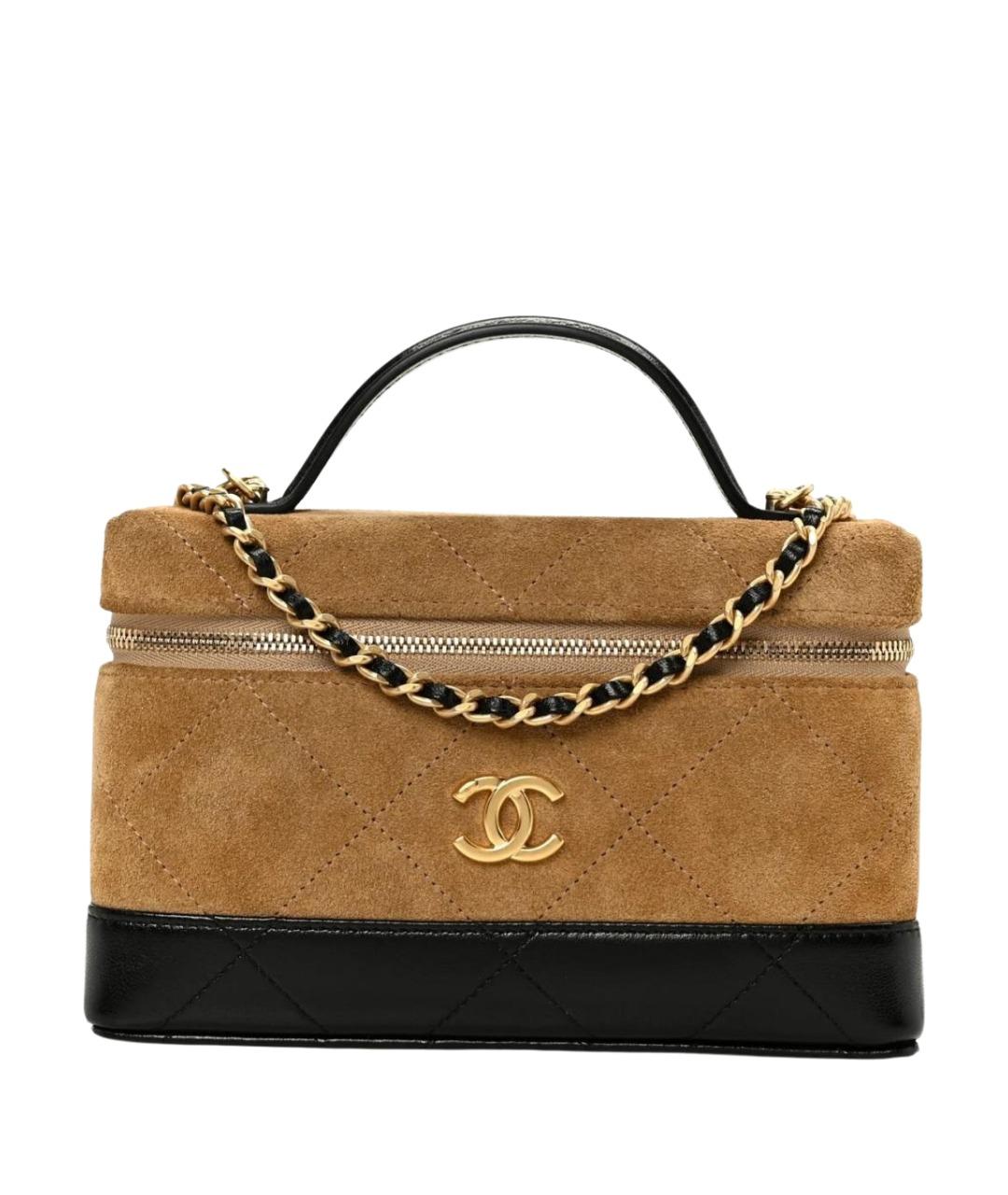 CHANEL Коричневая кожаная сумка с короткими ручками, фото 1