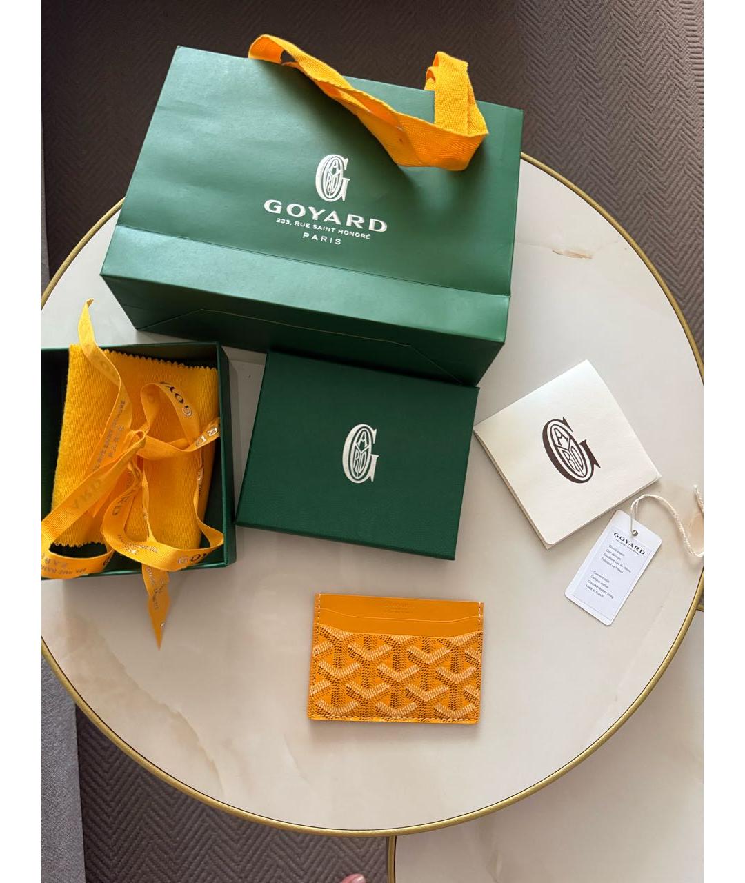 GOYARD Желтый кожаный кардхолдер, фото 4