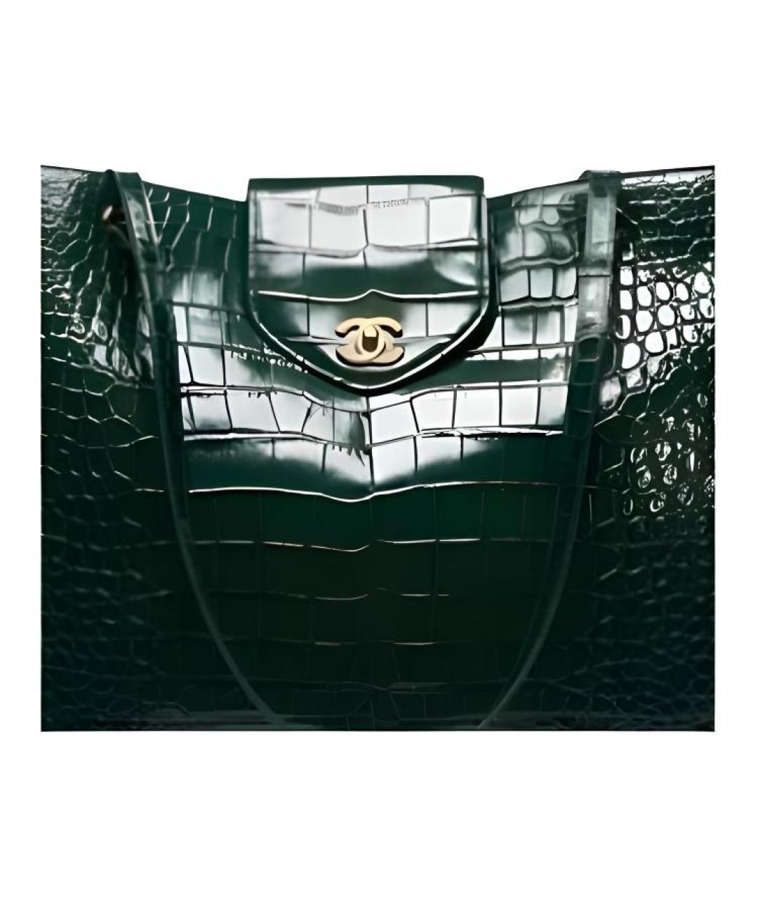 CHANEL Зеленая сумка через плечо из экзотической кожи, фото 2