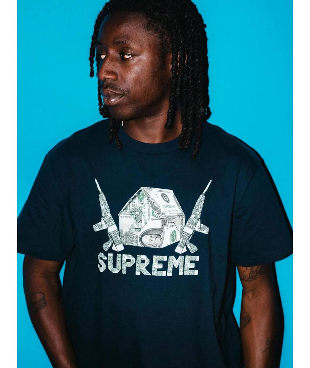 SUPREME Черная футболка, фото 2