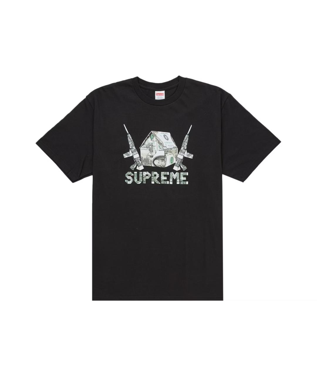 SUPREME Черная футболка, фото 1