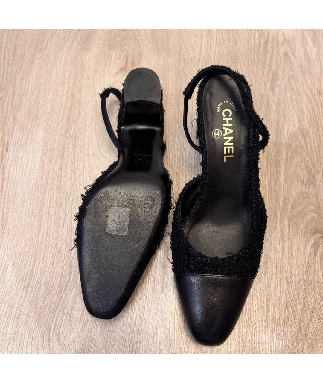 CHANEL Черные текстильные туфли, фото 7