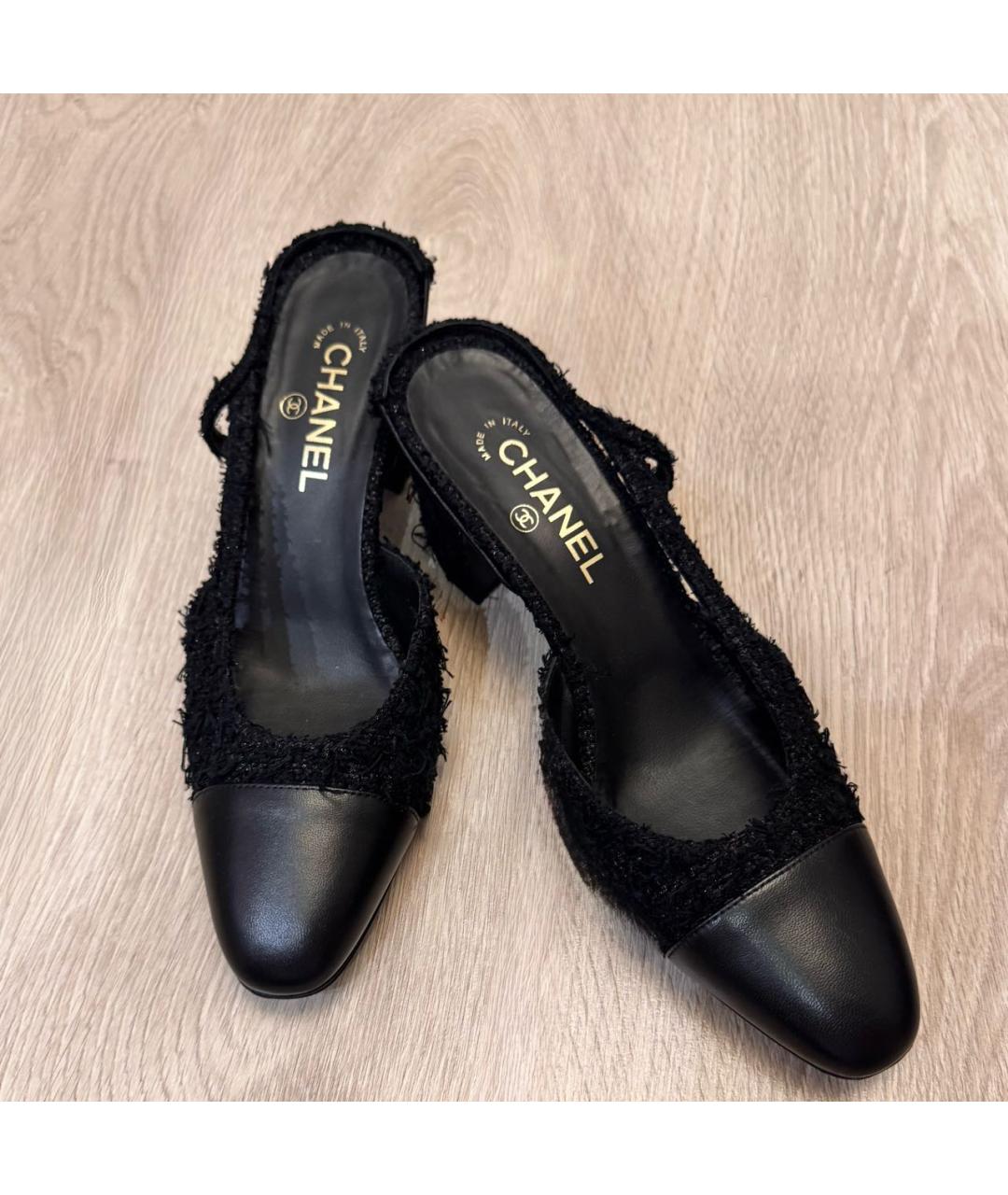 CHANEL Черные текстильные туфли, фото 5