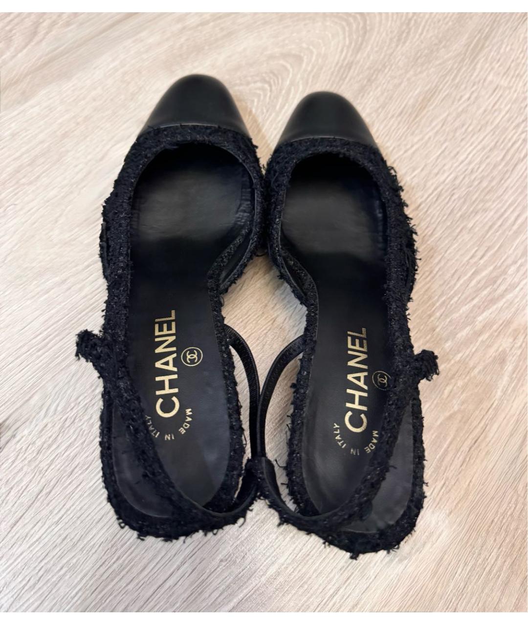 CHANEL Черные текстильные туфли, фото 2
