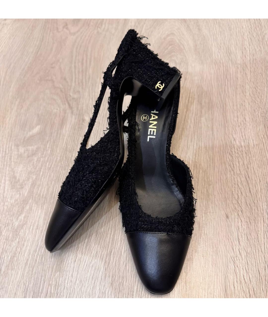 CHANEL Черные текстильные туфли, фото 6