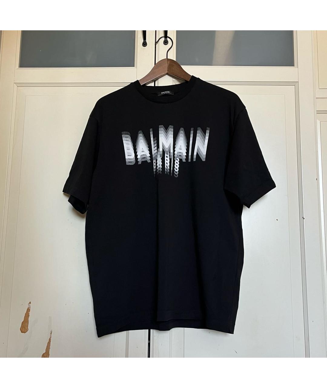BALMAIN Черная хлопковая футболка, фото 7