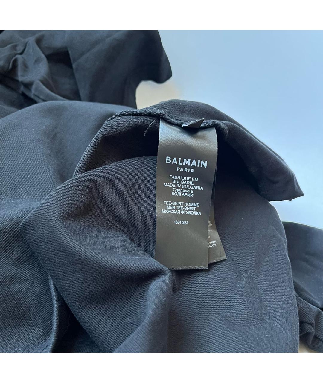 BALMAIN Черная хлопковая футболка, фото 5