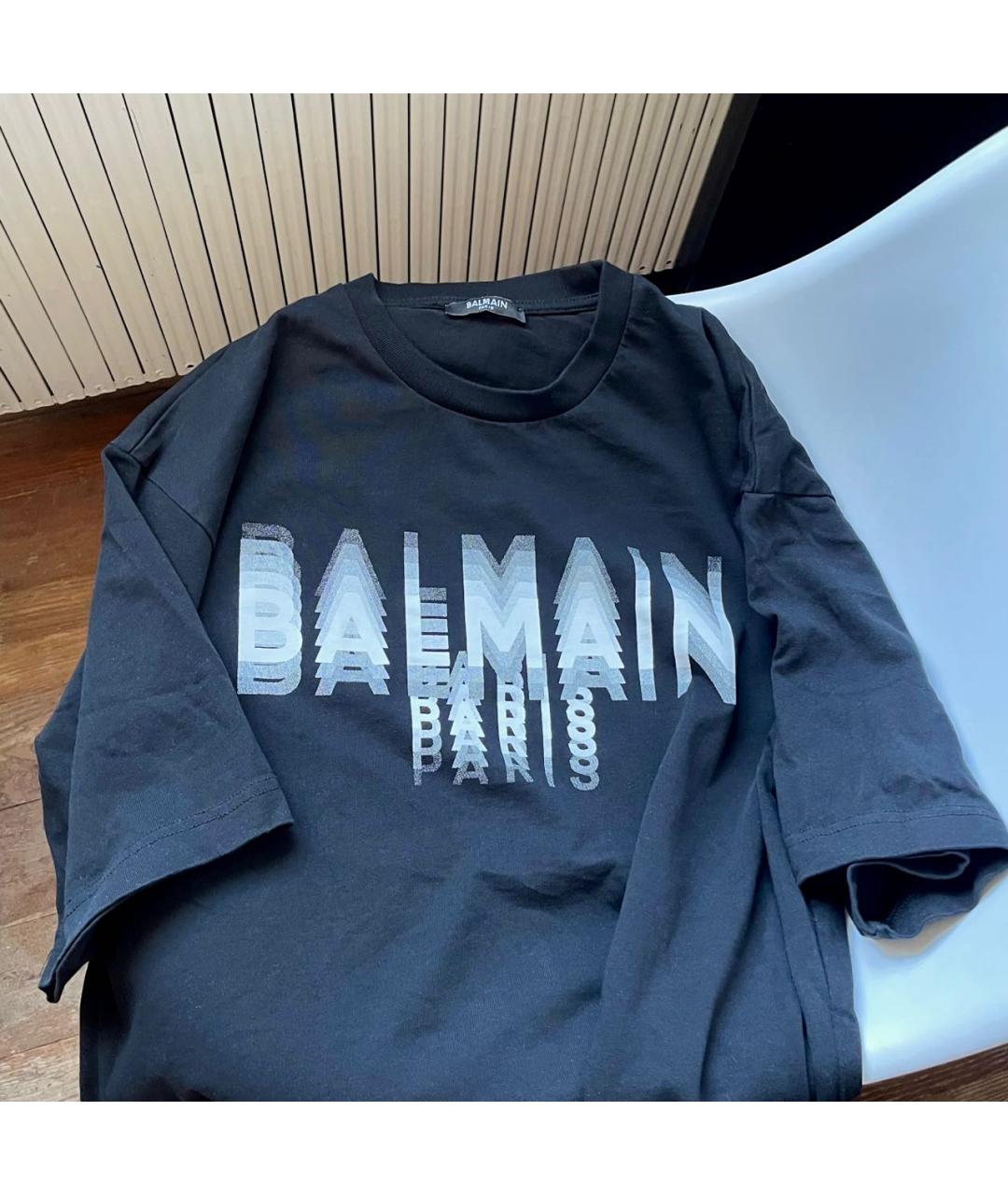 BALMAIN Черная хлопковая футболка, фото 4