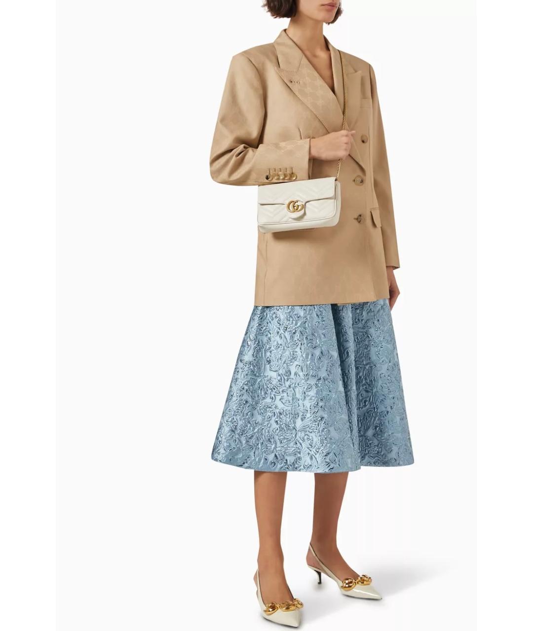 GUCCI Голубая полиэстеровая юбка миди, фото 3