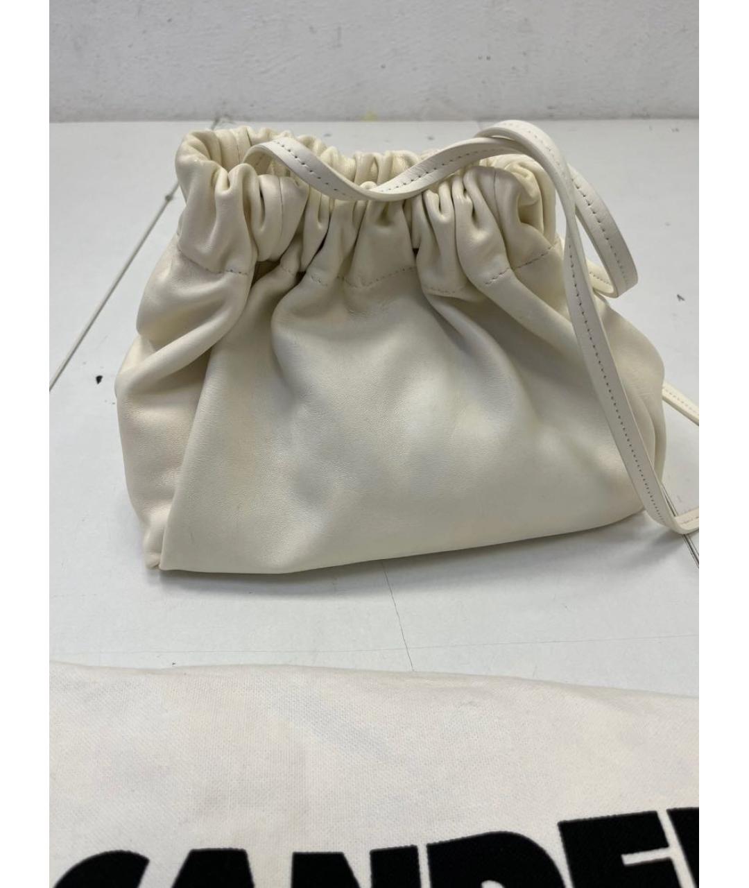 JIL SANDER Белая кожаная сумка через плечо, фото 9