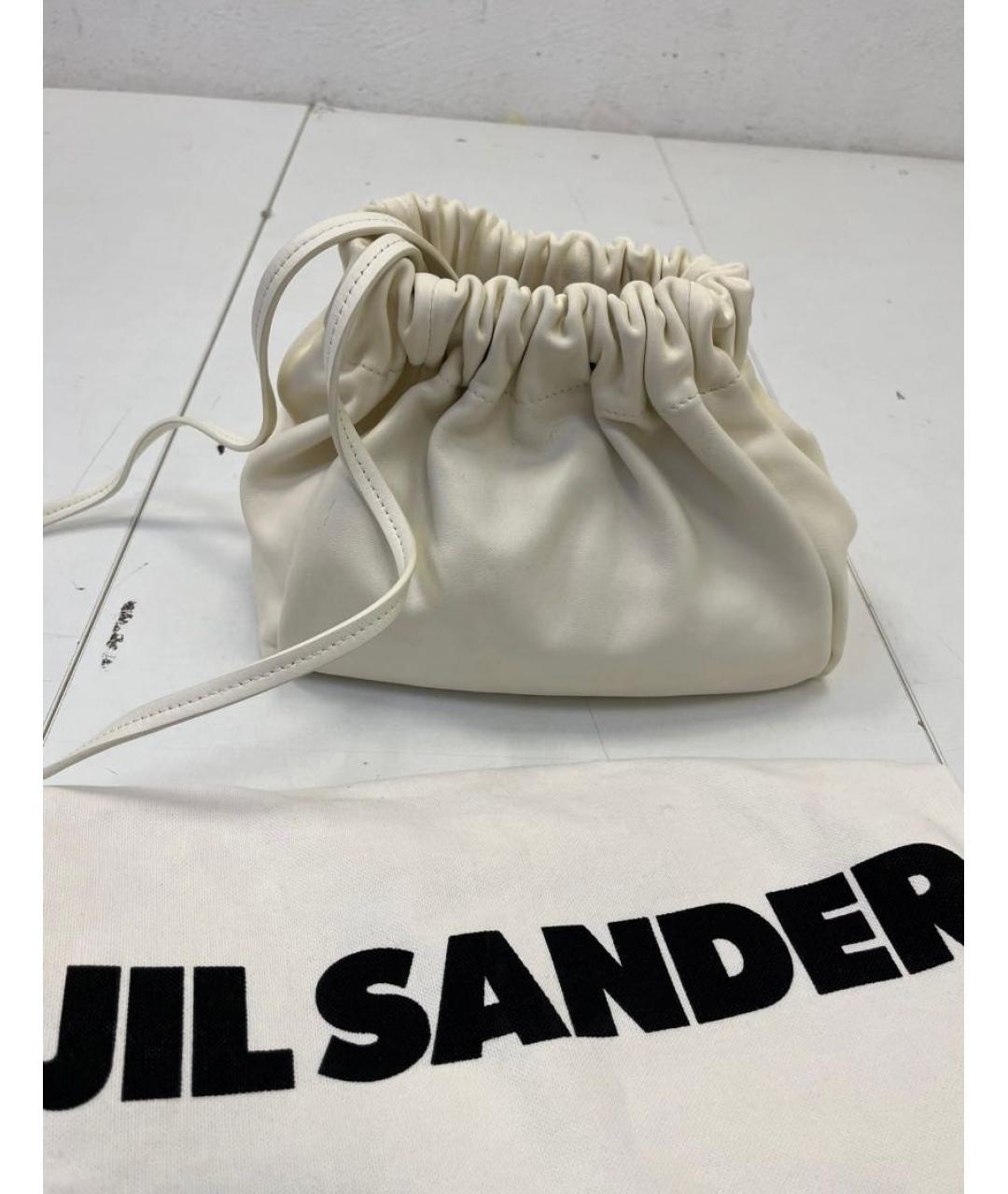 JIL SANDER Белая кожаная сумка через плечо, фото 7