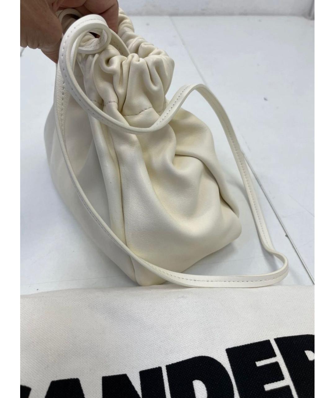 JIL SANDER Белая кожаная сумка через плечо, фото 5