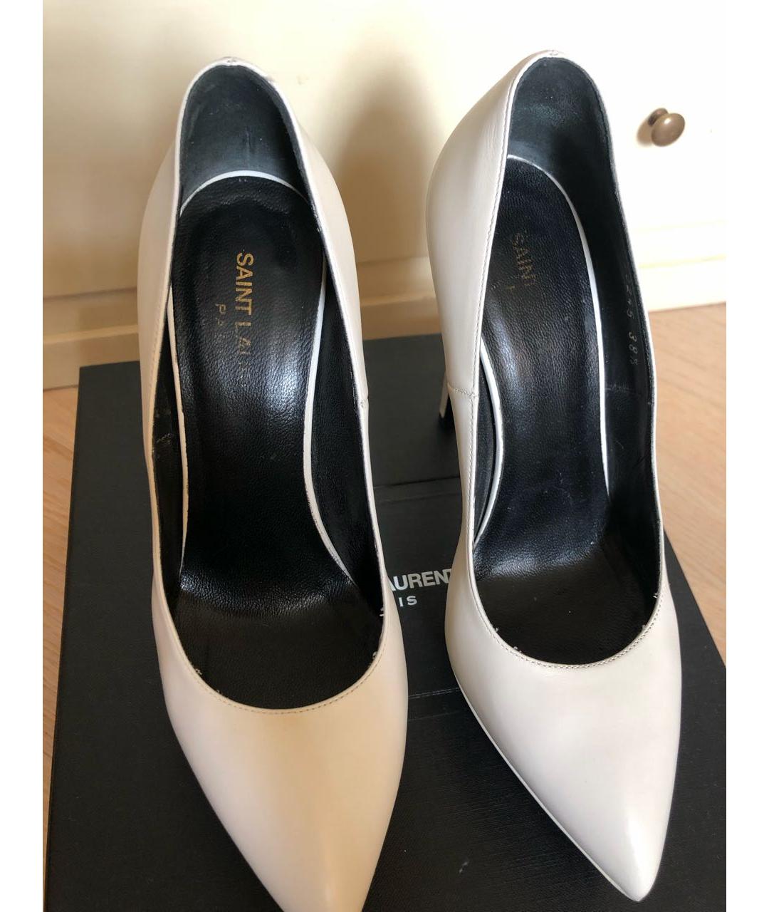 SAINT LAURENT Белые кожаные туфли, фото 3