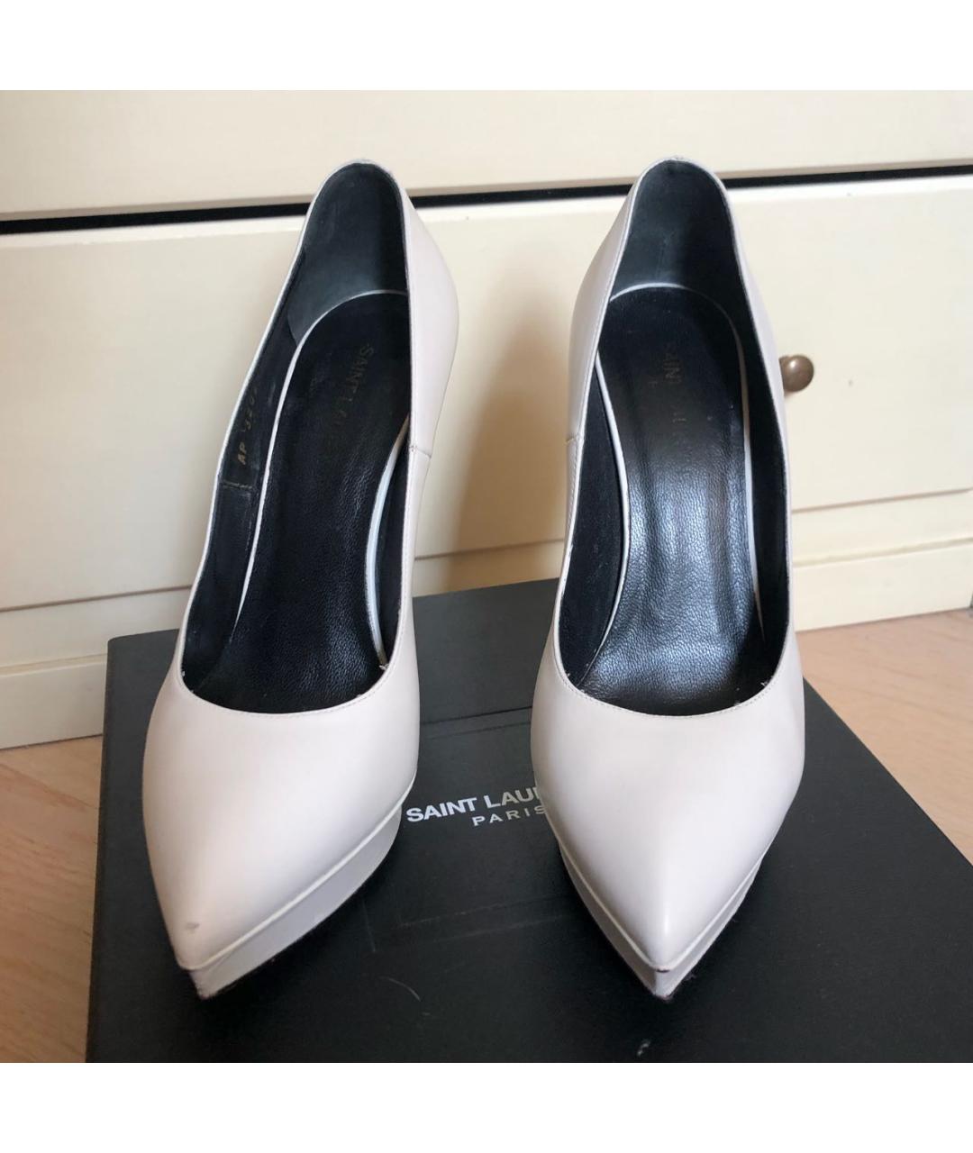 SAINT LAURENT Белые кожаные туфли, фото 2