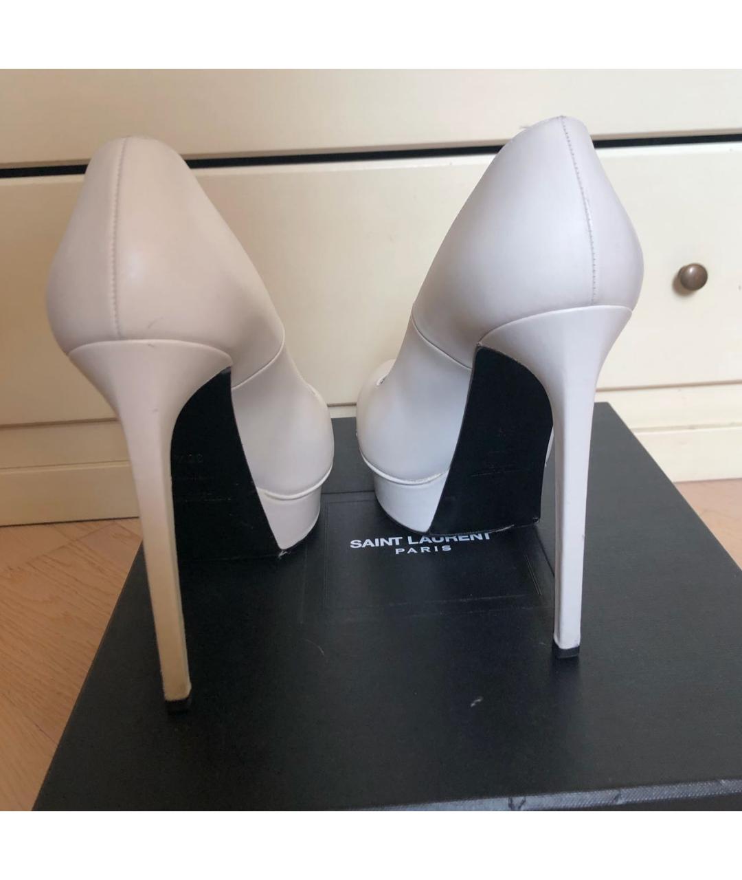 SAINT LAURENT Белые кожаные туфли, фото 4