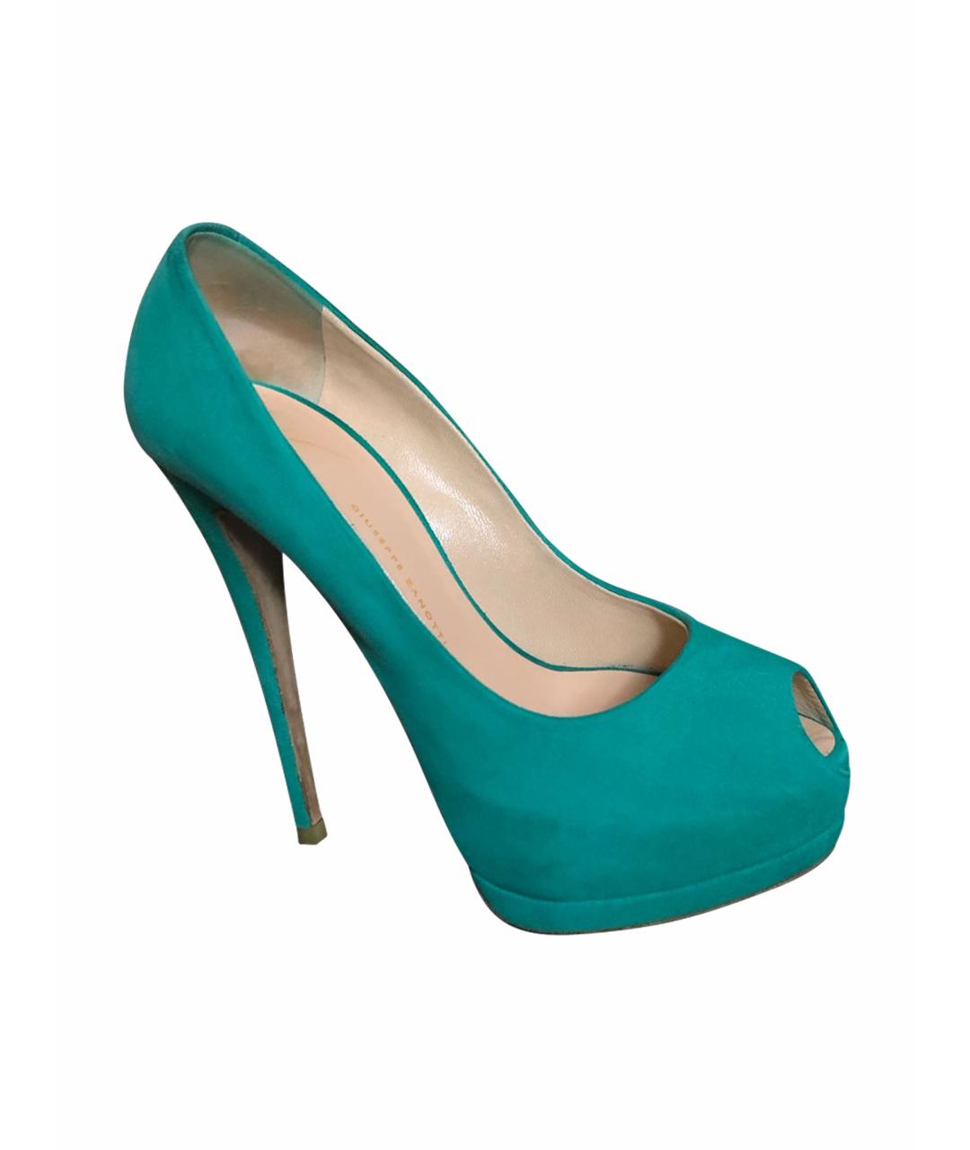 GIUSEPPE ZANOTTI DESIGN Бирюзовые замшевые туфли, фото 1