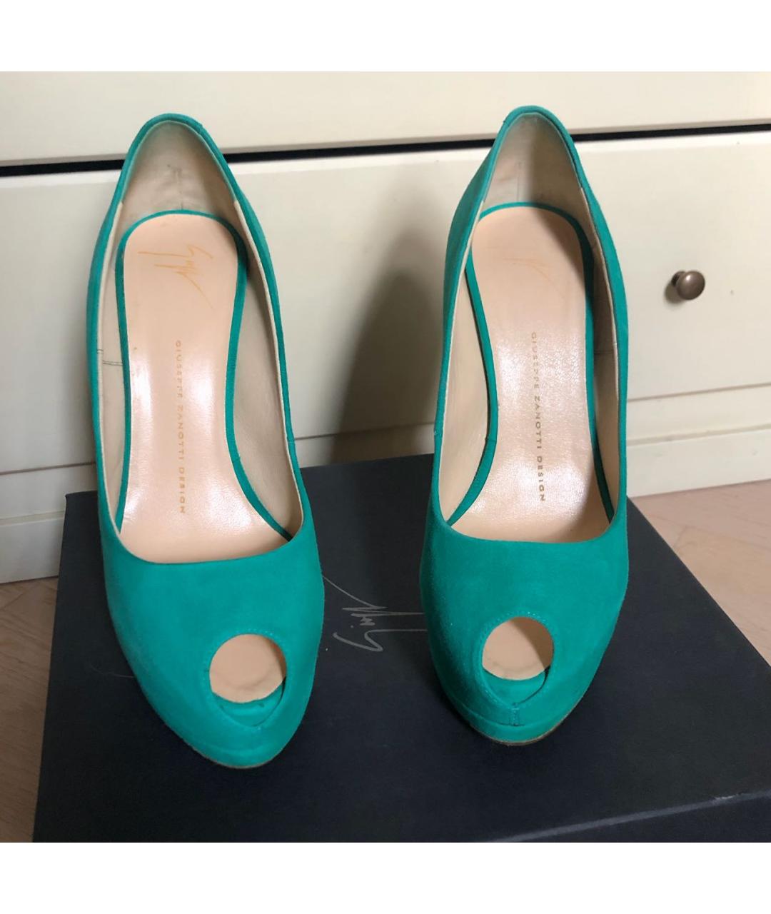 GIUSEPPE ZANOTTI DESIGN Бирюзовые замшевые туфли, фото 2