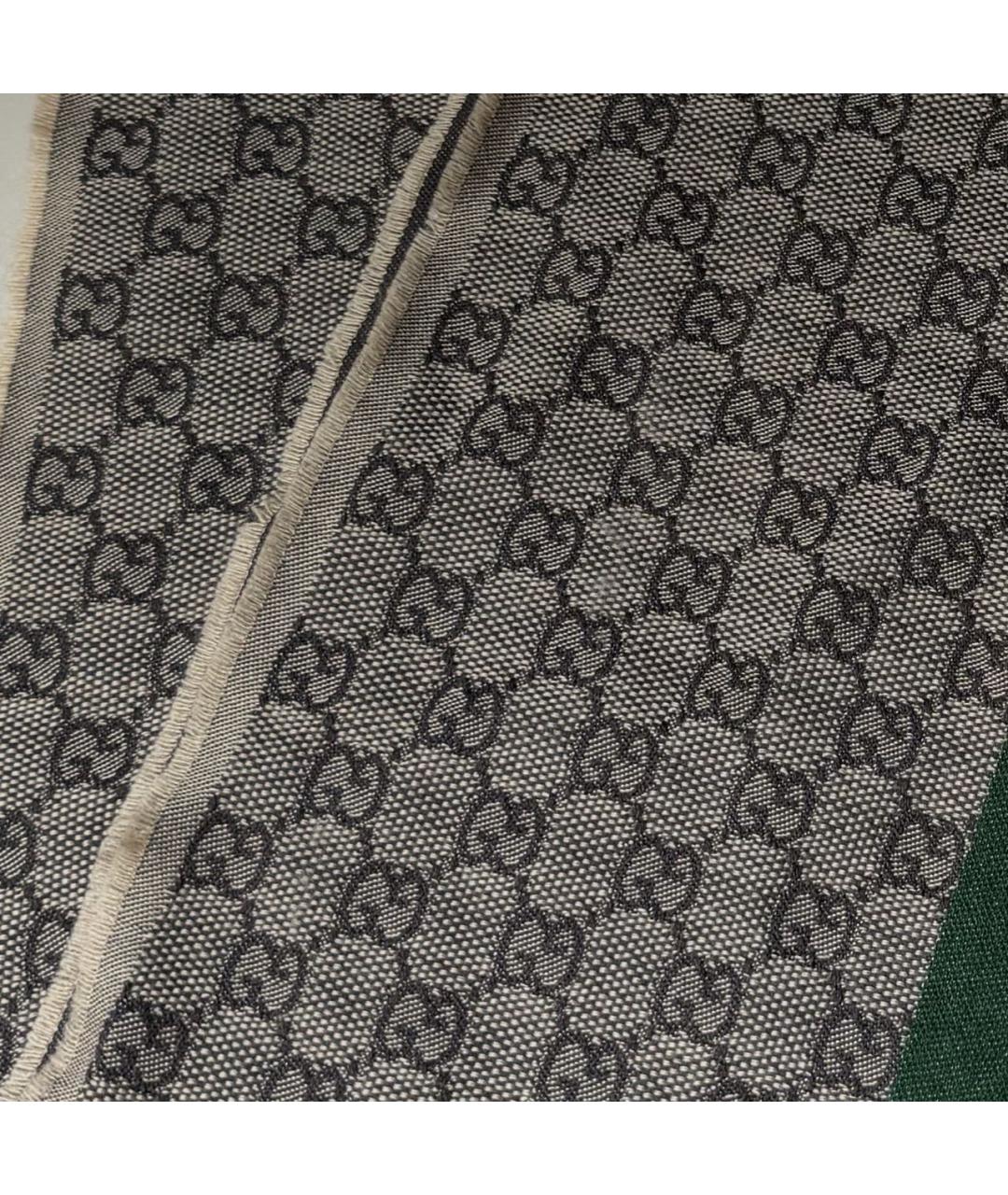 GUCCI Серый шерстяной шарф, фото 3