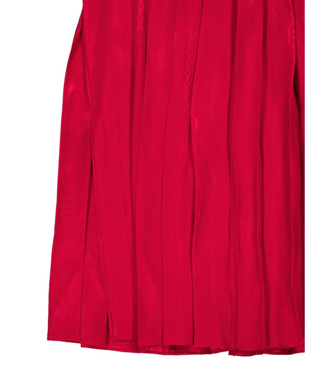 GUCCI Красная шелковая юбка миди, фото 4