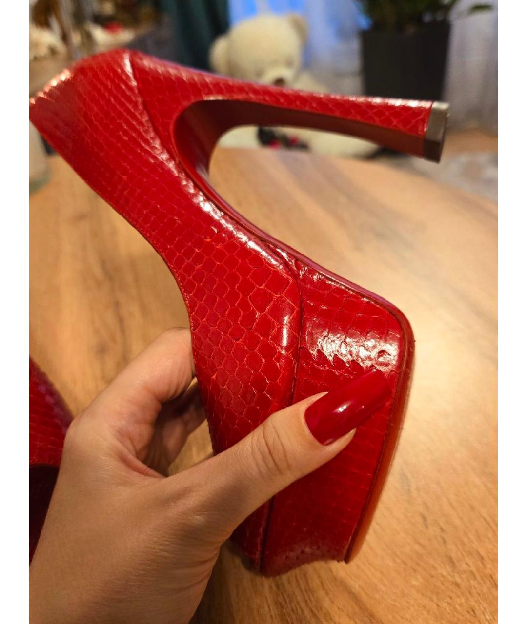 SAINT LAURENT Красные туфли из экзотической кожи, фото 7