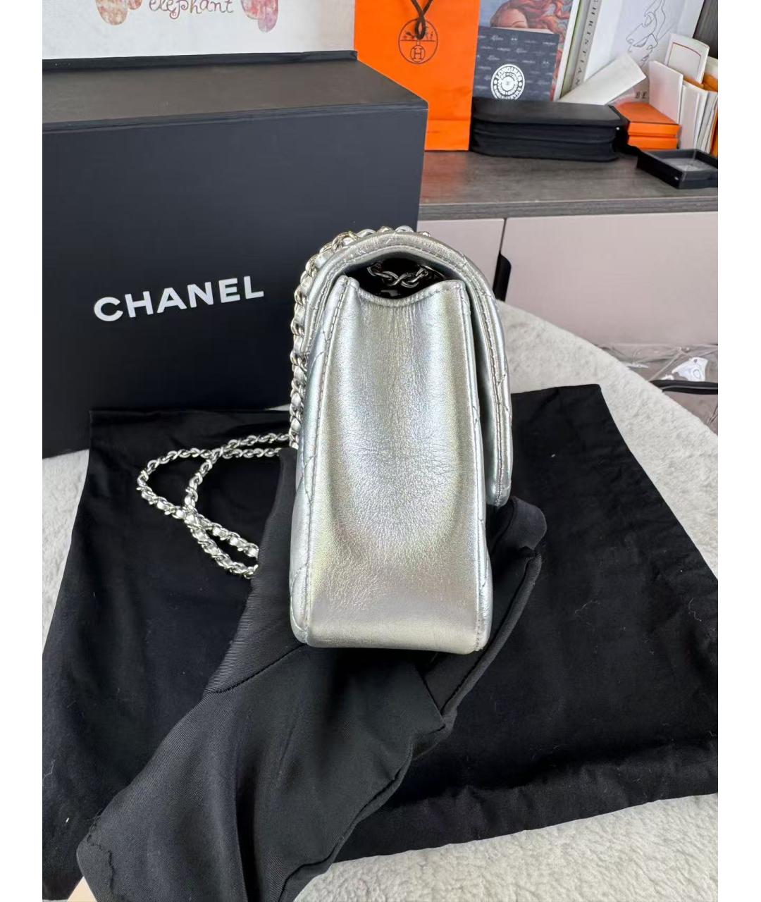 CHANEL Серебряная кожаная сумка через плечо, фото 3