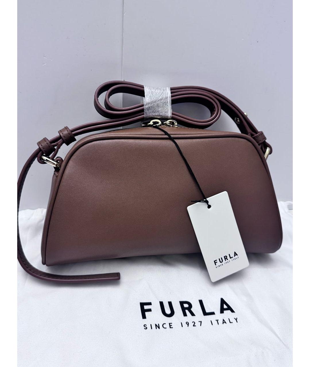FURLA Коричневая кожаная сумка через плечо, фото 4