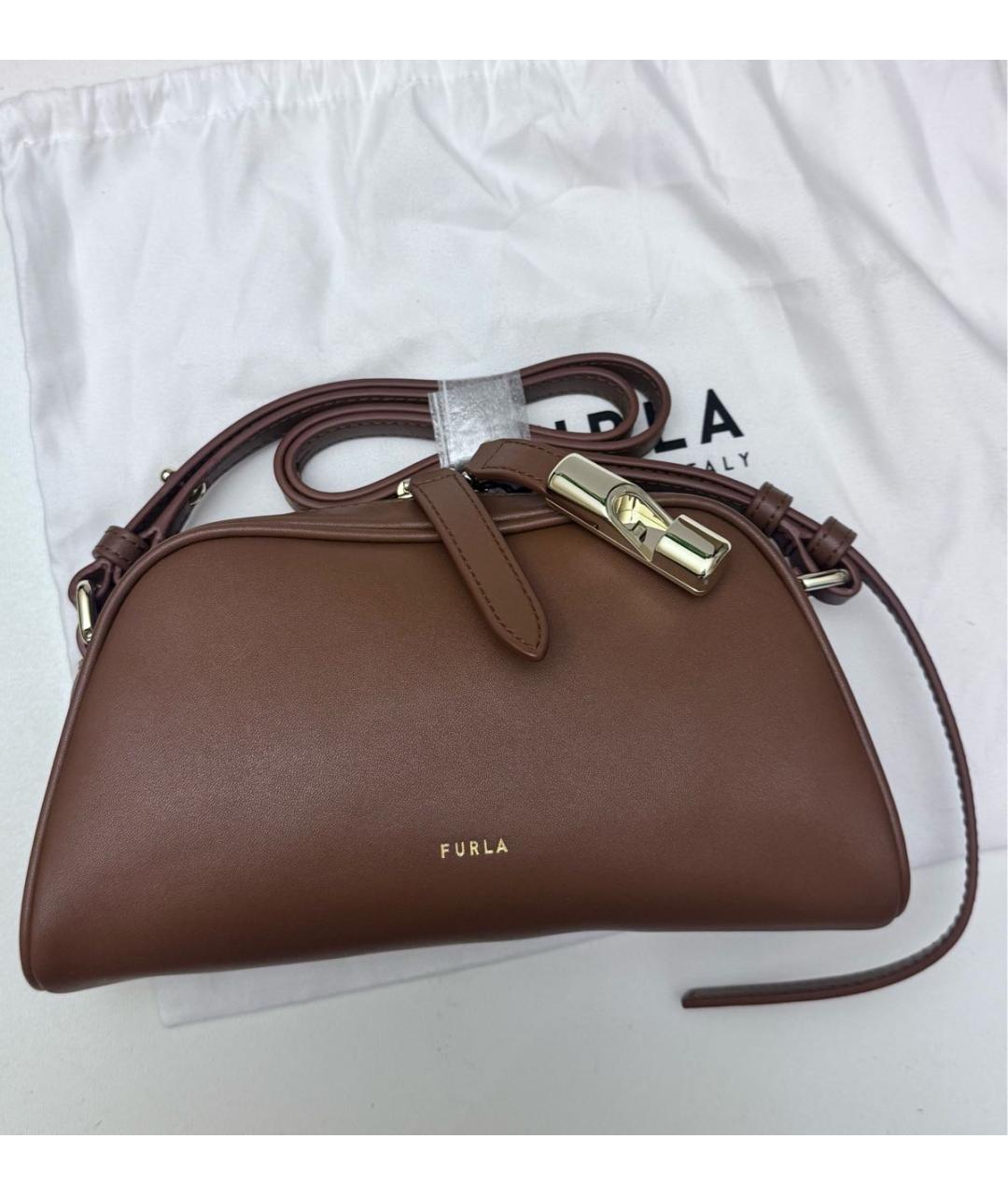 FURLA Коричневая кожаная сумка через плечо, фото 2