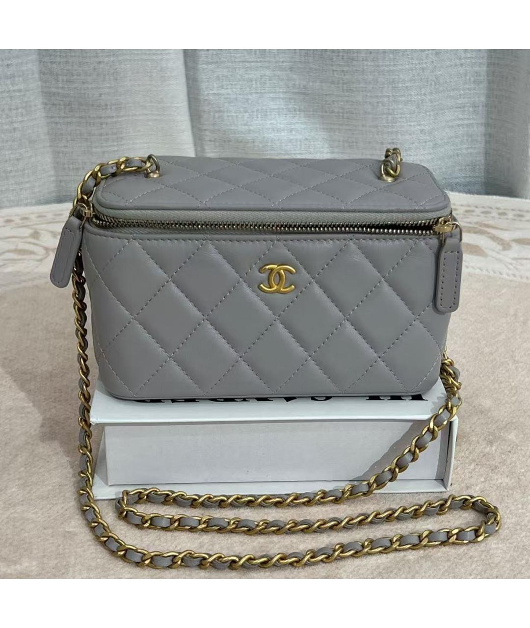 CHANEL Серая кожаная сумка через плечо, фото 2