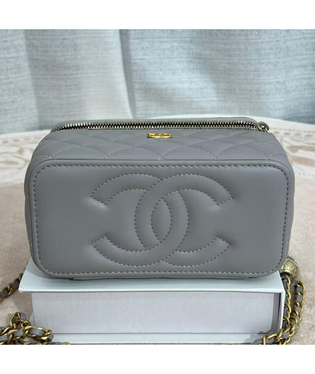 CHANEL Серая кожаная сумка через плечо, фото 4