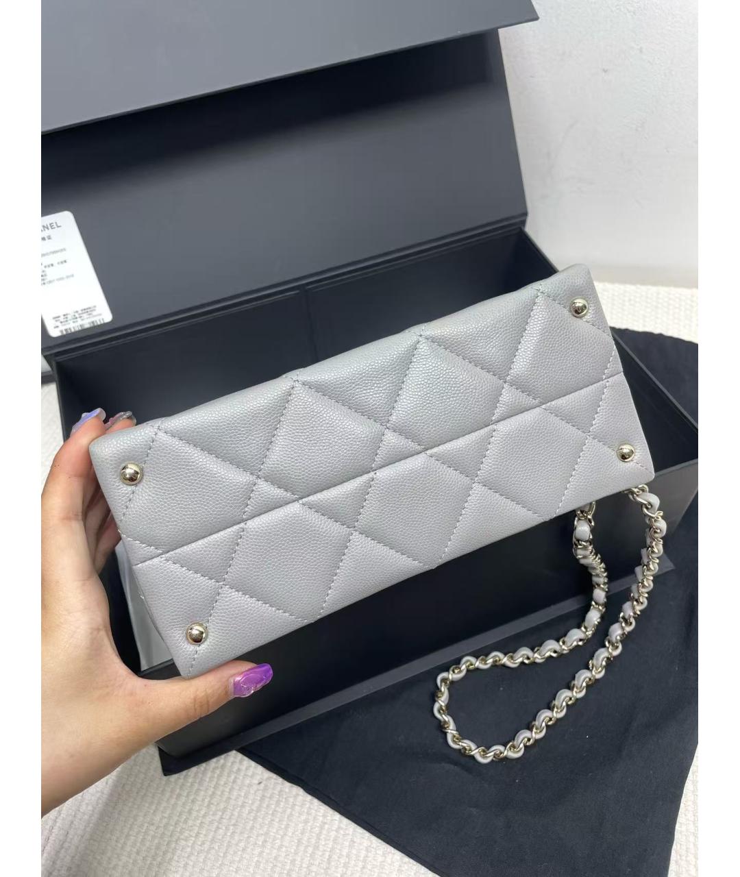 CHANEL Голубая кожаная сумка через плечо, фото 5