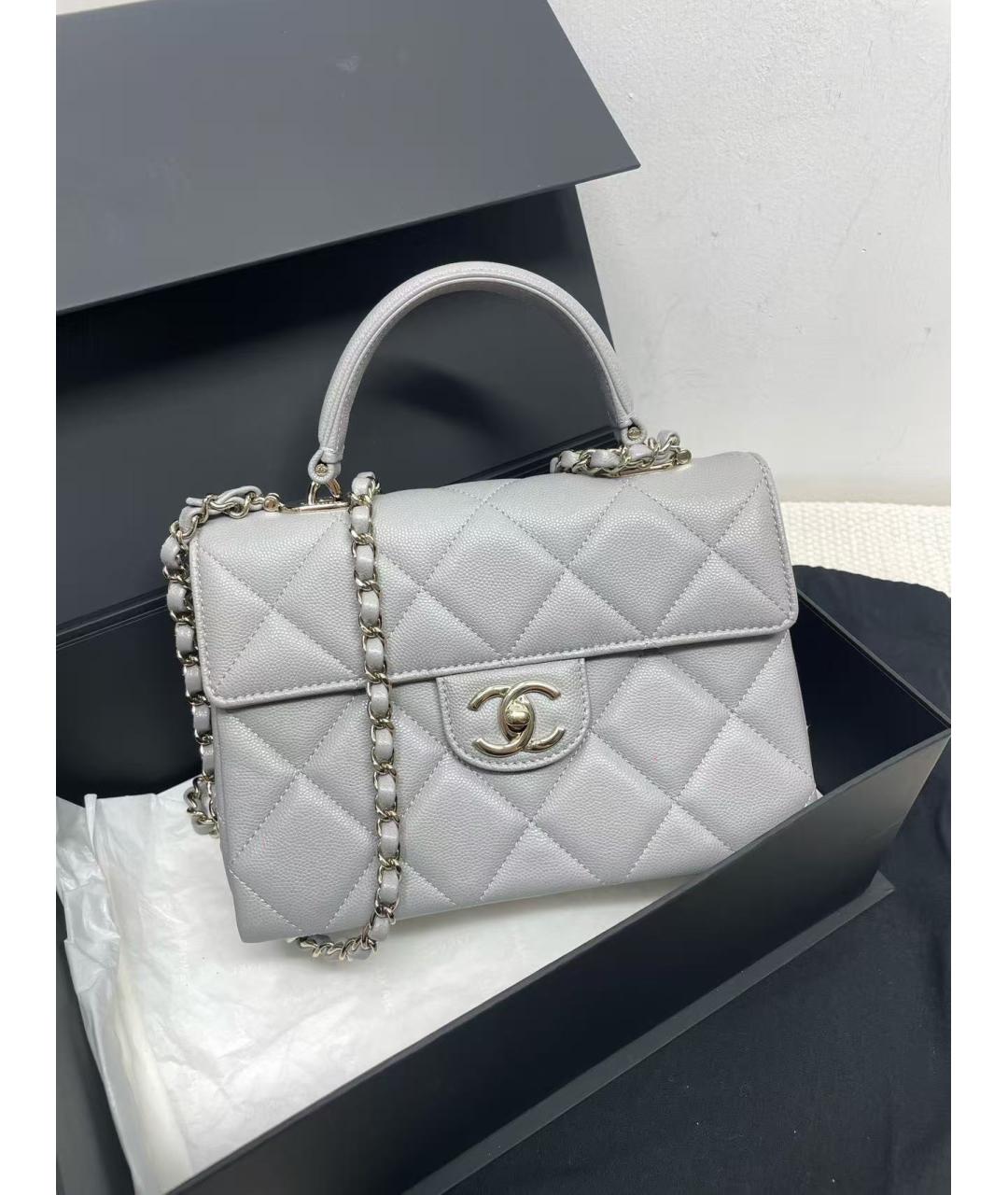 CHANEL Голубая кожаная сумка через плечо, фото 2
