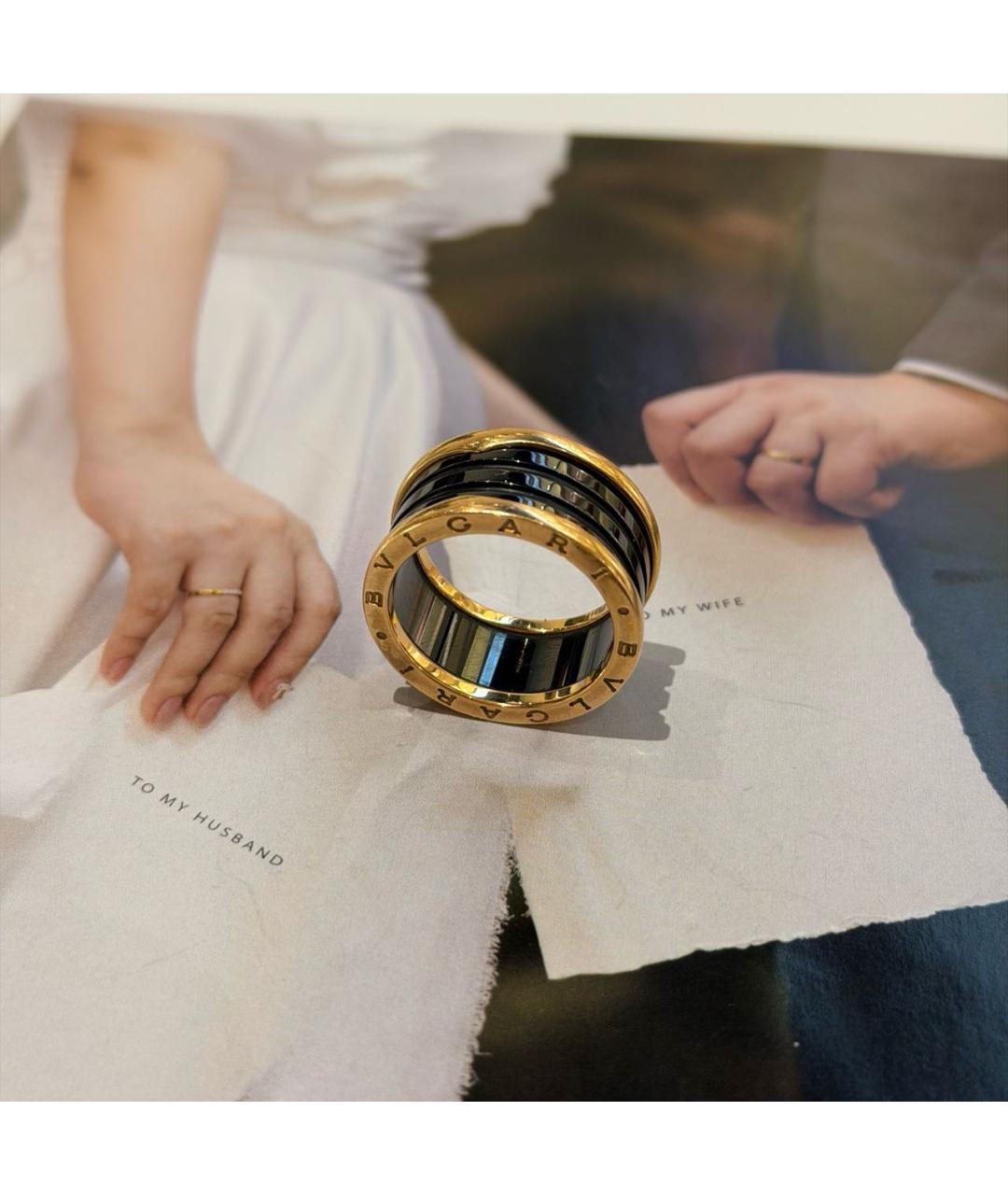 BVLGARI Черное кольцо из розового золота, фото 7