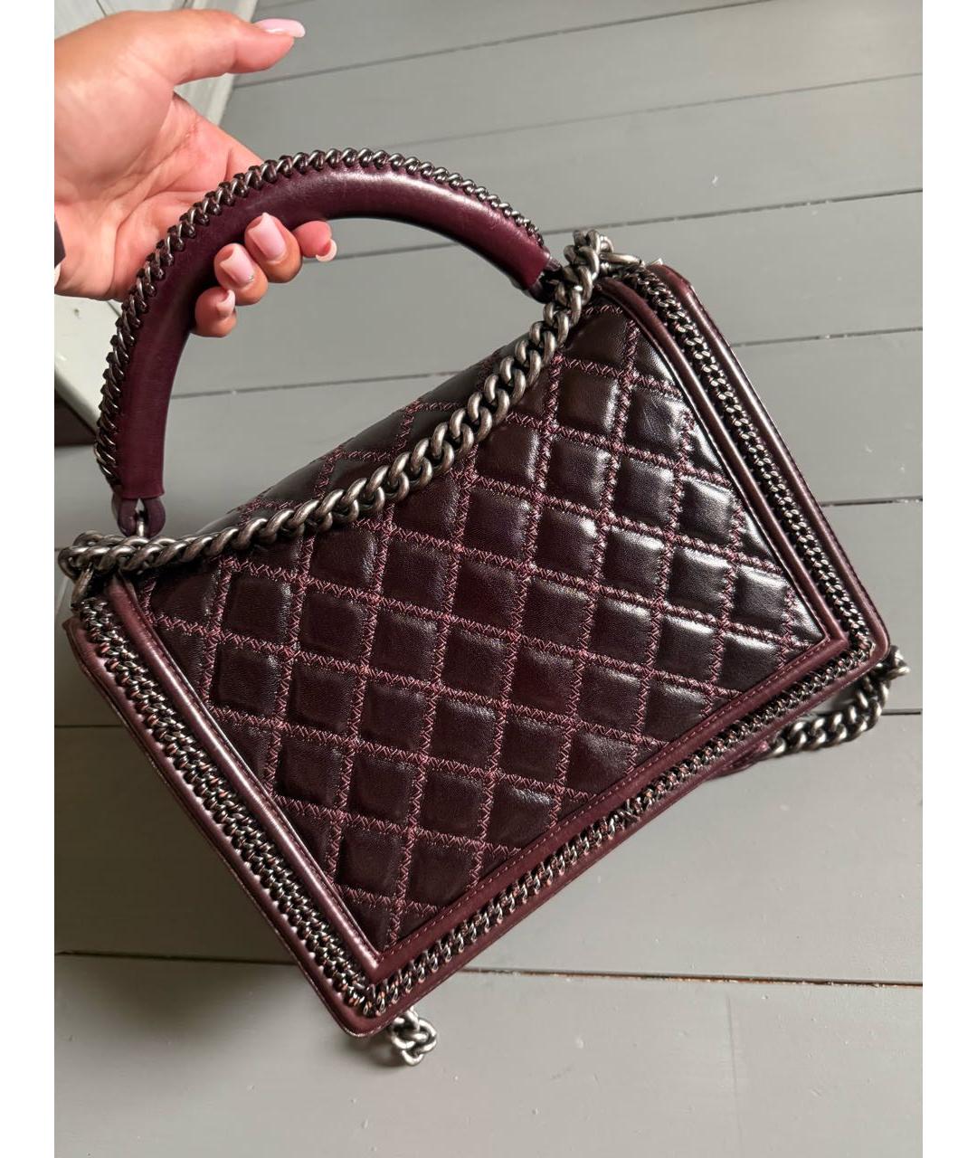 CHANEL Бордовая кожаная сумка через плечо, фото 8