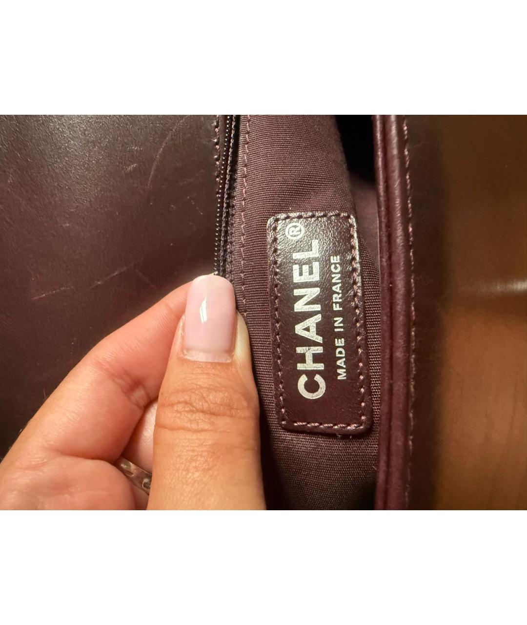CHANEL Бордовая кожаная сумка через плечо, фото 4