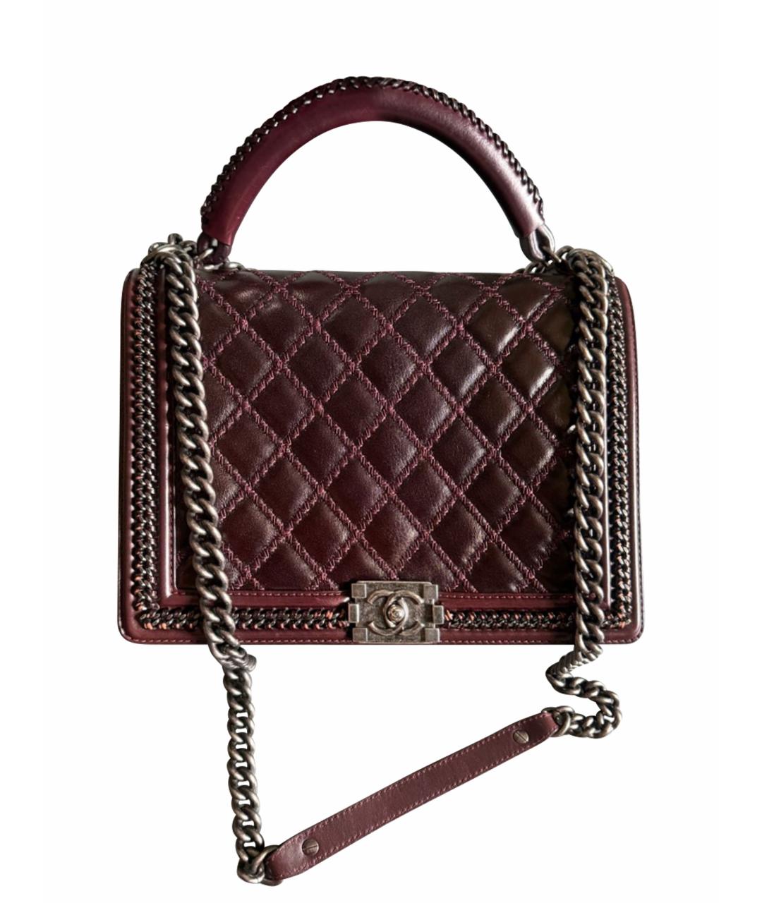 CHANEL Бордовая кожаная сумка через плечо, фото 1