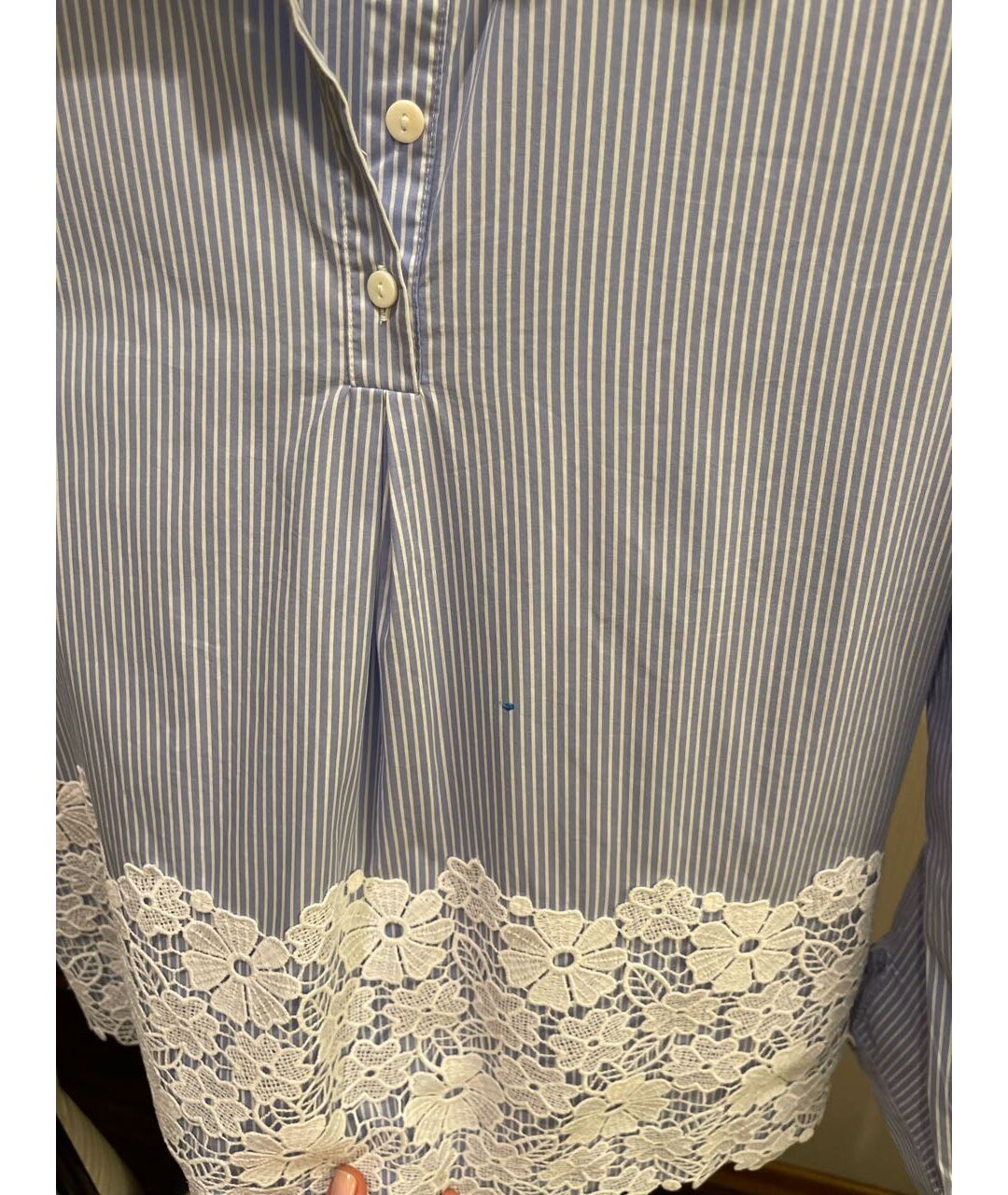 ERMANNO SCERVINO JUNIOR Голубая хлопковая рубашка/блузка, фото 5