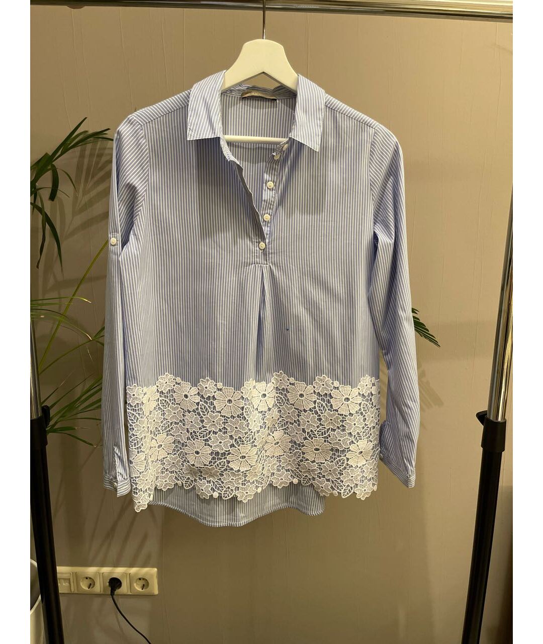 ERMANNO SCERVINO JUNIOR Голубая хлопковая рубашка/блузка, фото 6