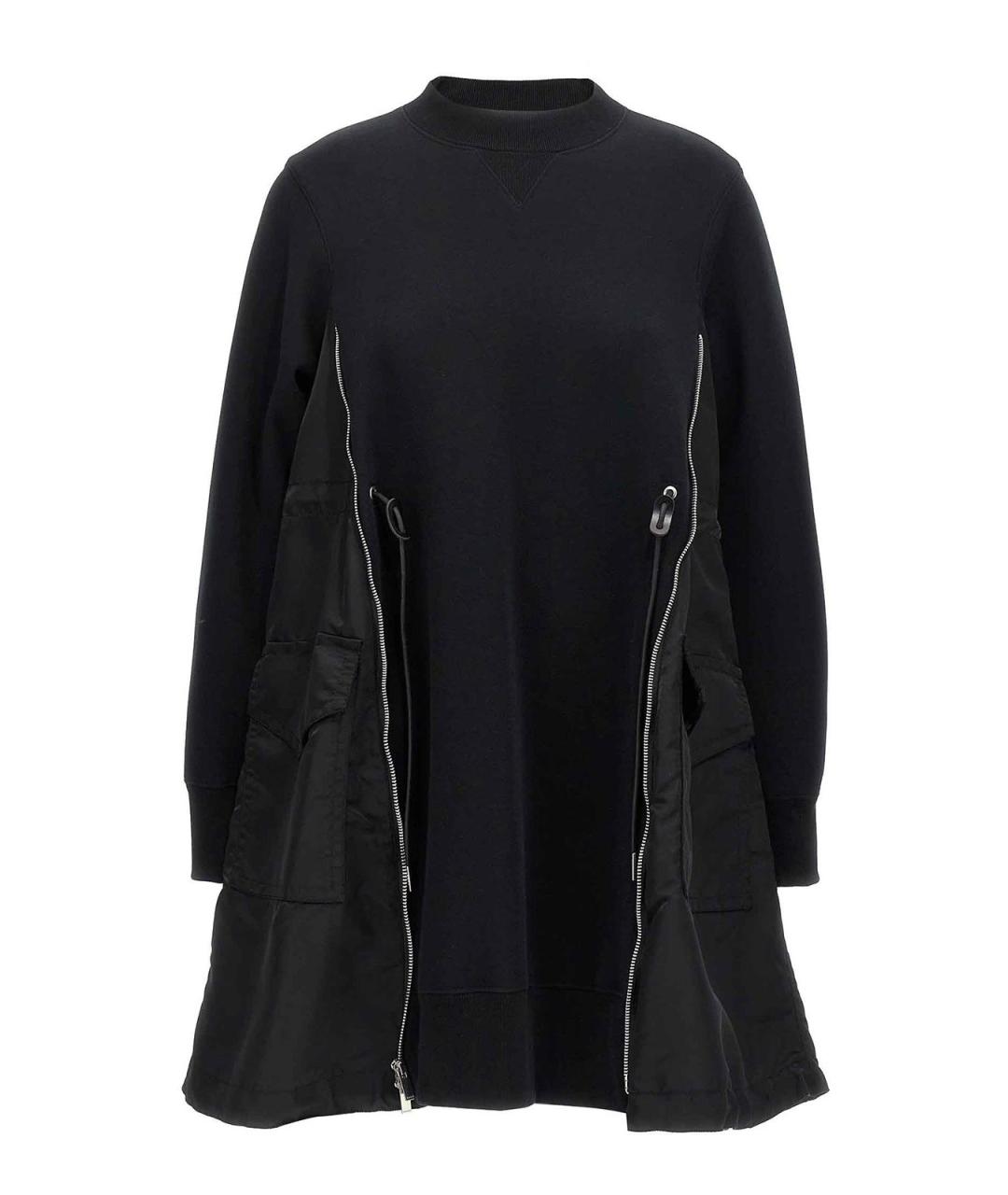 SACAI Черное хлопковое повседневное платье, фото 1