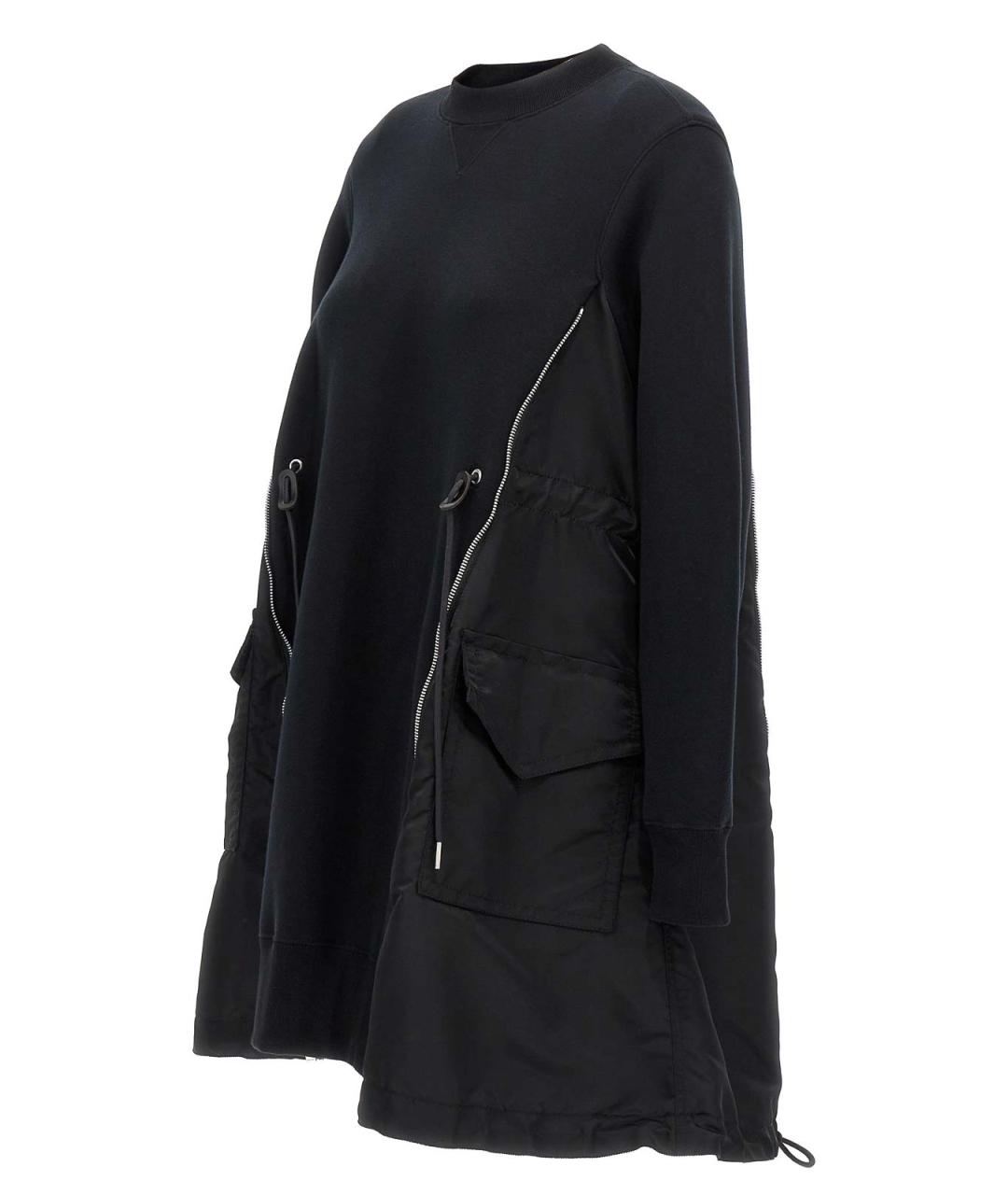 SACAI Черное хлопковое повседневное платье, фото 3