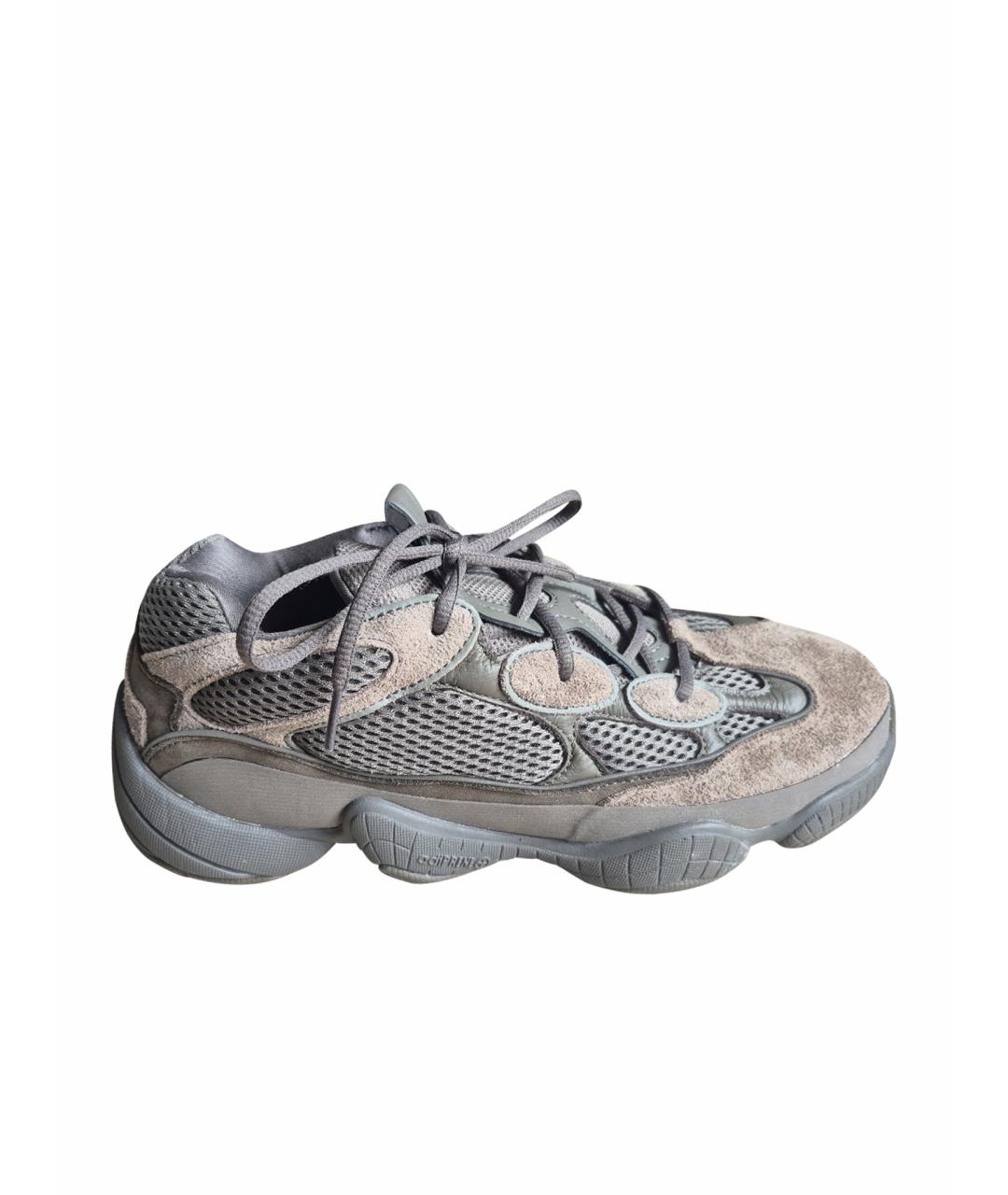ADIDAS YEEZY Коричневые текстильные низкие кроссовки / кеды, фото 1