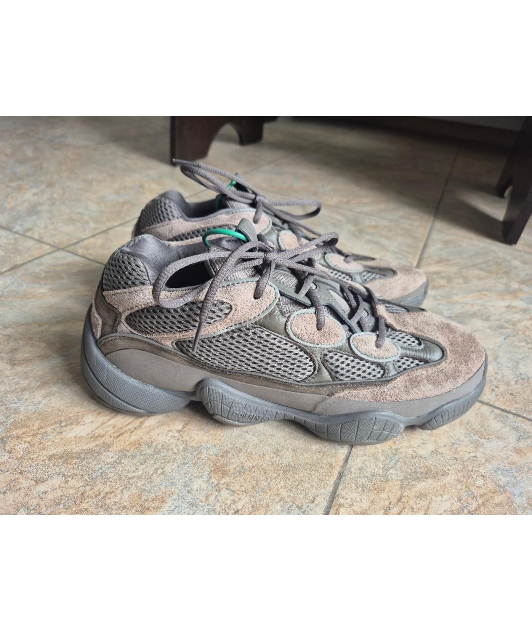 ADIDAS YEEZY Коричневые текстильные низкие кроссовки / кеды, фото 6