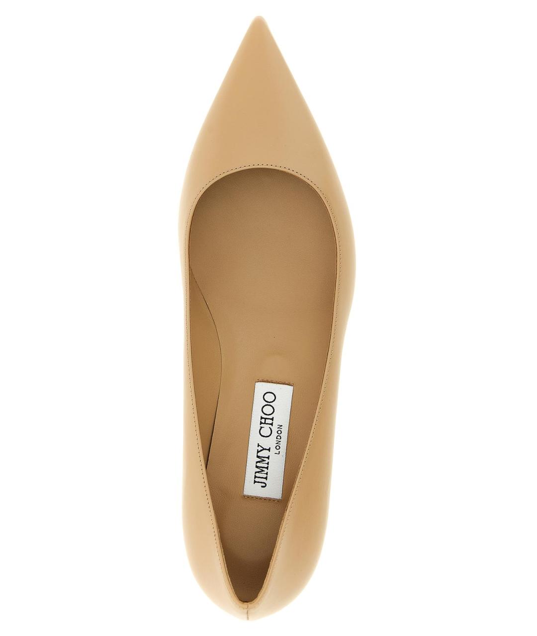 JIMMY CHOO Бежевые кожаные туфли, фото 4