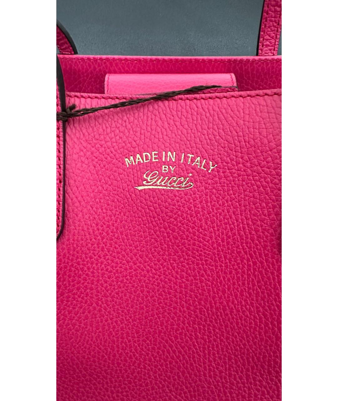 GUCCI Фуксия кожаная сумка тоут, фото 5