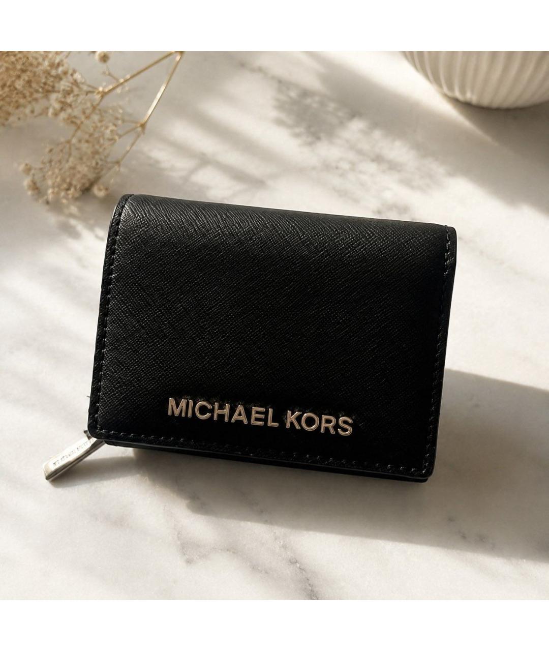 MICHAEL KORS Черный кожаный кошелек, фото 2